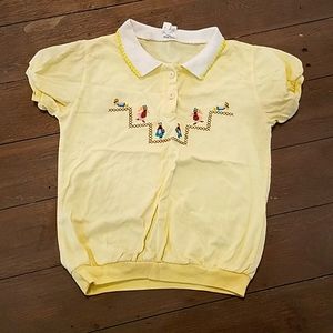 Polo Shirt, white knit collar enhanced with woven yellow rim